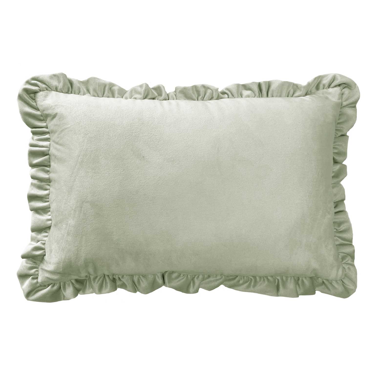 Laura Ashley Riley Velvet Lumbar Cushion Sage Green